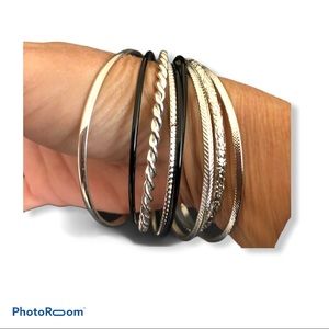 Set of 8 Silver Bangle Bracelets NWT